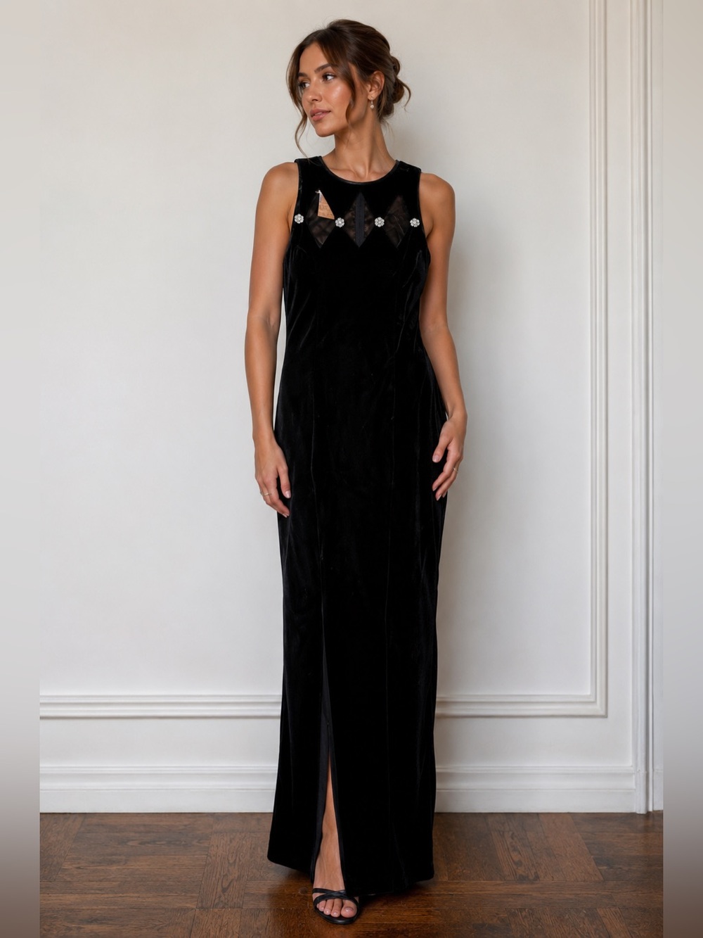 Vintage Jessica McClintock Gunne Sax Womens 6 Black Velvet Formal Evening Prom